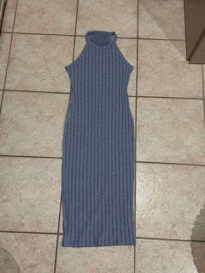Blue Ribbed Halter Neck Midi Dress by Shein — pre-loved on Thrifted.mt
