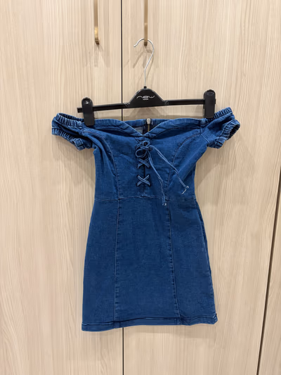 Denim Lace-Up Mini Dress — pre-loved on Thrifted.mt