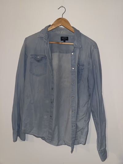 Boohoo MAN Light Blue Denim Shirt by Boohoo MAN — pre-loved on Thrifted.mt