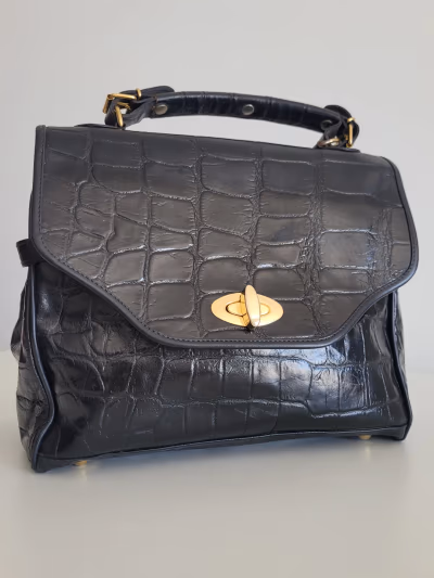 Black Croc-Effect Handbag