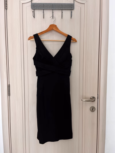 Elegant Black Wrap Front Dress by Fiondotinta — pre-loved on Thrifted.mt