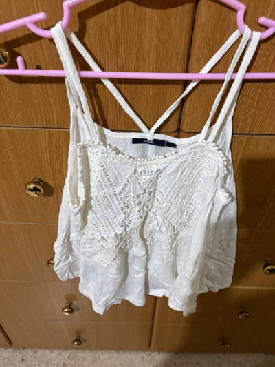 White Crochet Detail Strappy Top by Kiabi — pre-loved on Thrifted.mt