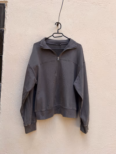 ASOS Design Half Zip Sweatshirt in Washed Charcoal by ASOS DESIGN — pre-loved on Thrifted.mt