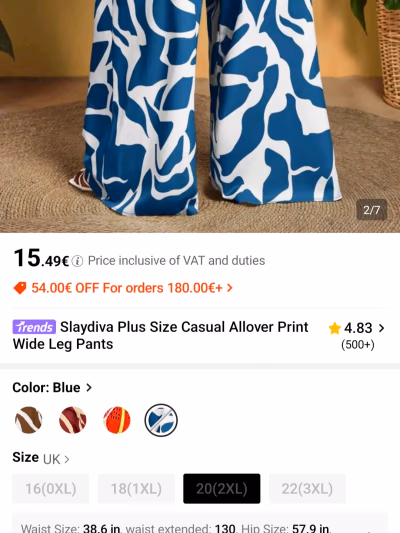 Plus Size Abstract Print Wide-Leg Trousers — pre-loved on Thrifted.mt