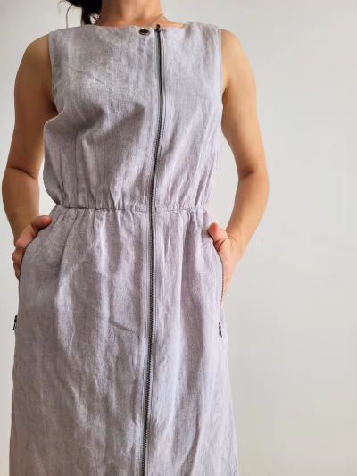 Linen Blend Zipper Front Dress by Hobbs — pre-loved on Thrifted.mt