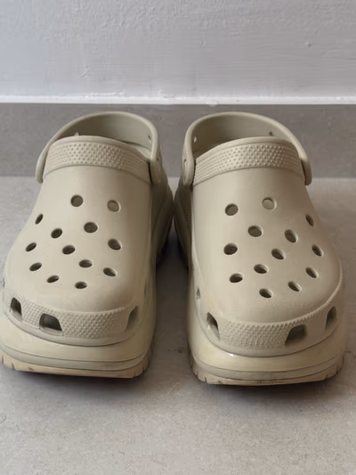 Beige Platform Crocs Clogs by Crocs — pre-loved on Thrifted.mt