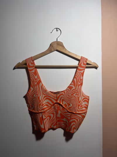 Orange Swirl Pattern Crop Top by Tally Weijl — pre-loved on Thrifted.mt