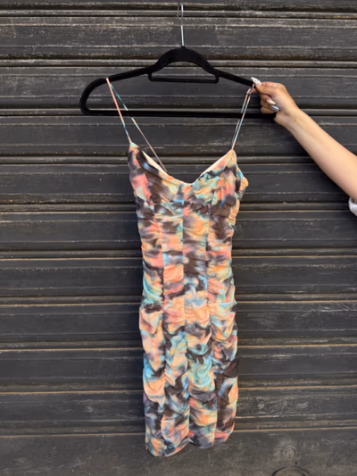 Multicolour Abstract Print Ruched Dress
