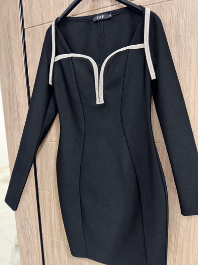 Black embellished long sleeve dress — pre-loved on Thrifted.mt