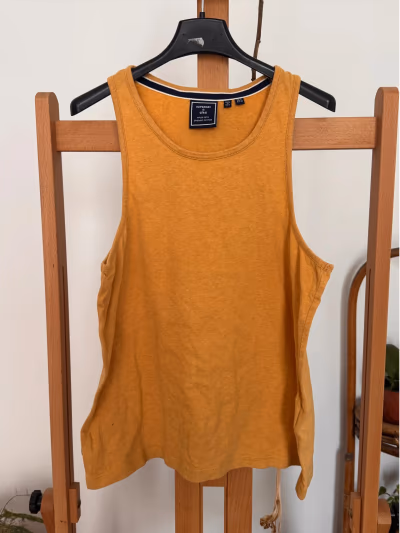 Superdry mustard cotton tank top by Superdry — pre-loved on Thrifted.mt