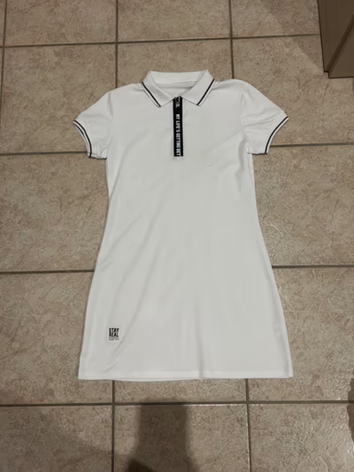 White Short Sleeve Polo Dress by STAYREAL — pre-loved on Thrifted.mt