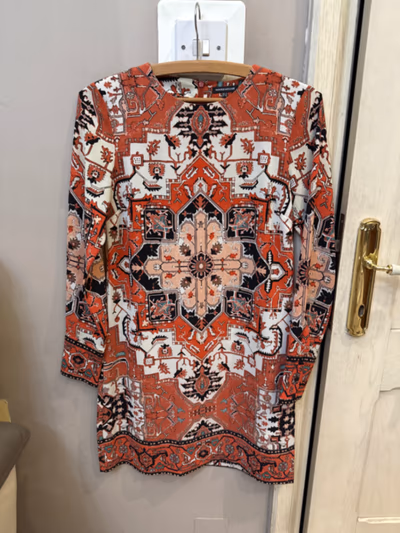 Ornate Geometric Print Mini Dress by Warehouse — pre-loved on Thrifted.mt