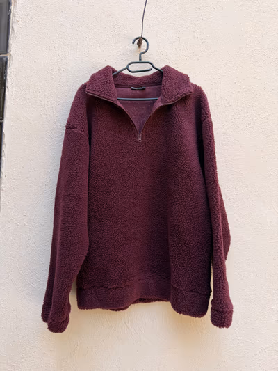 Weekend Collective Borg Zip Through Fleece with Burnout Graphic by Weekend Collective — pre-loved on Thrifted.mt