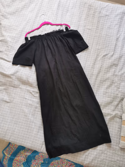 DKNY Black Off-Shoulder Dress Linen  by DKNY — pre-loved on Thrifted.mt