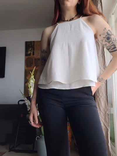 White Mango top by Mango — pre-loved on Thrifted.mt