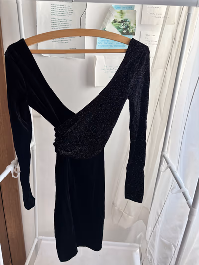 Bershka Black Glitter Wrap Dress by Bershka — pre-loved on Thrifted.mt