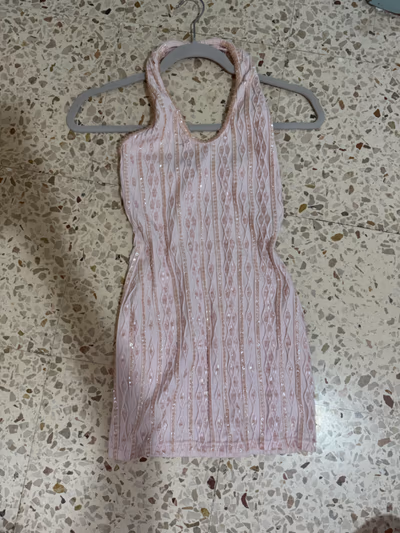 Pink sequin halter mini dress — pre-loved on Thrifted.mt