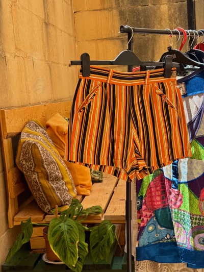 Vintage Orange striped tailored shorts