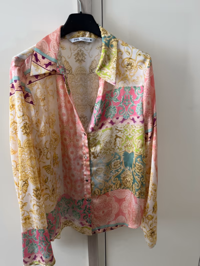 Patterned Satin Shirt by Zara — pre-loved on Thrifted.mt