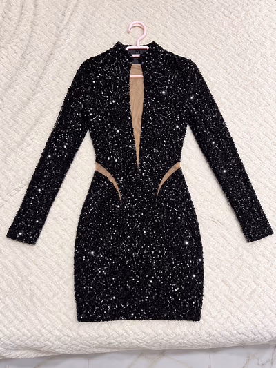 Black sequin cut-out dress — pre-loved on Thrifted.mt