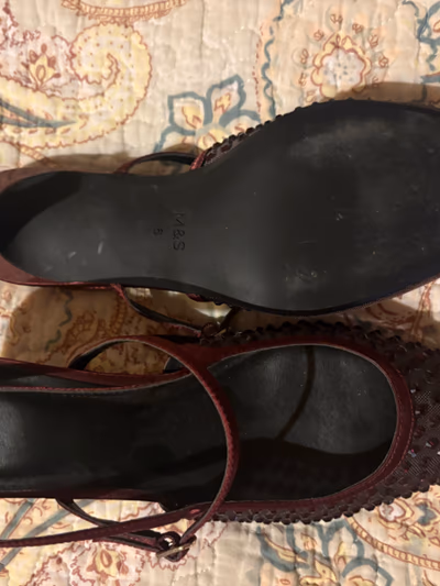 Burgundy embellished slingback heels by M&S — pre-loved on Thrifted.mt