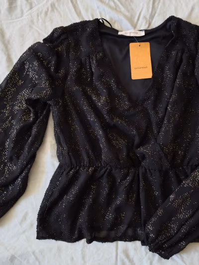 Promod Black Gold Shimmer Blouse by Promod — pre-loved on Thrifted.mt