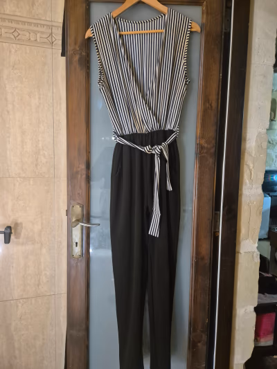 Sleeveless Striped Wrap Top Jumpsuit (Made in Italy)  — pre-loved on Thrifted.mt