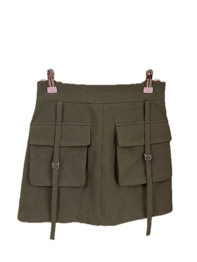 Olive Green Cargo Mini Skirt — pre-loved on Thrifted.mt
