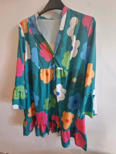 Floral pattern ruffle tunic dress — pre-loved on Thrifted.mt