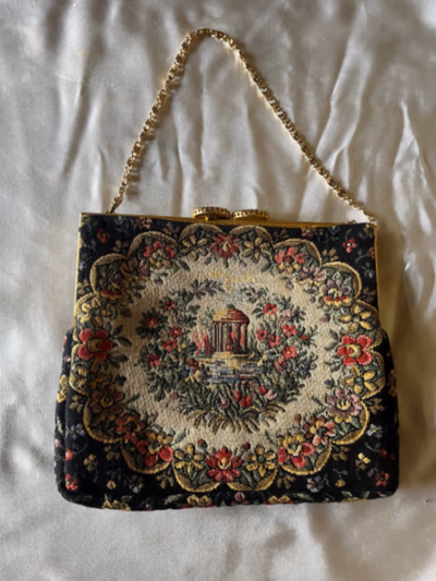 Vintage petit point/tapestry Floral Evening Bag — pre-loved on Thrifted.mt
