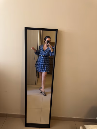 Gingham Checkered Mini Wrap Dress by Mango — pre-loved on Thrifted.mt