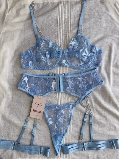 Lingerie Set Dark Fantasy Blue by Muuah Lingerie — pre-loved on Thrifted.mt