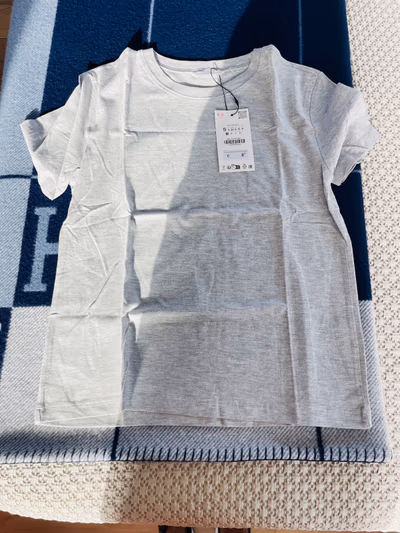 Grey casual crew neck tee by Zara — pre-loved on Thrifted.mt