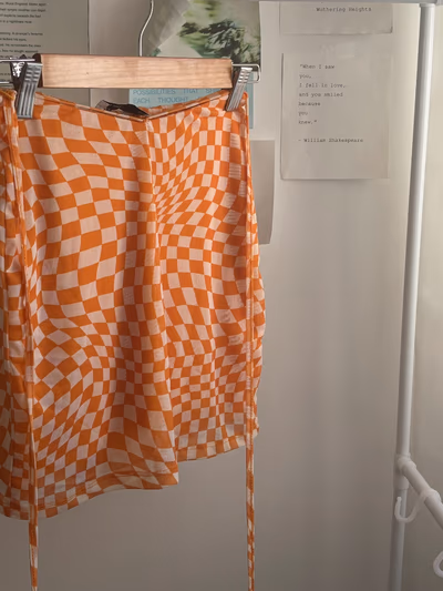 Orange Checkerboard Mini Skirt by Bershka — pre-loved on Thrifted.mt
