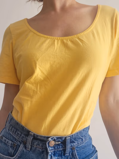 Yellow Scoop Neck Top