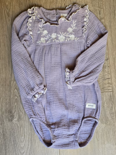 Newbie 100% Cotton Muslin Embroidered Romper by newbie — pre-loved on Thrifted.mt