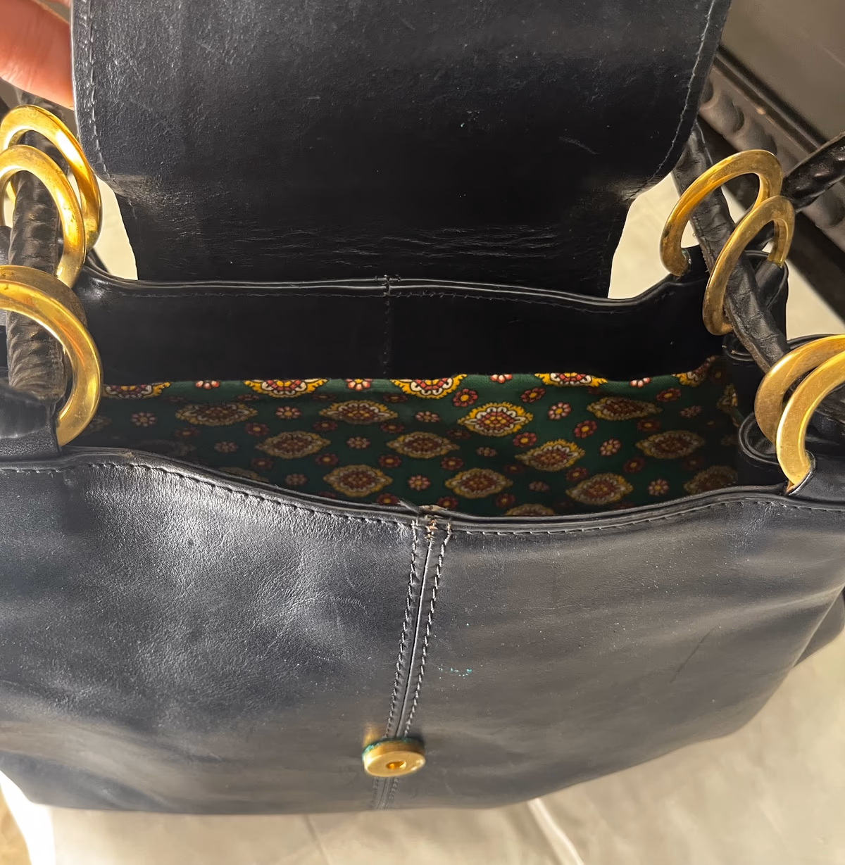 Borsa a tracolla classica in pelle nera, foto 8