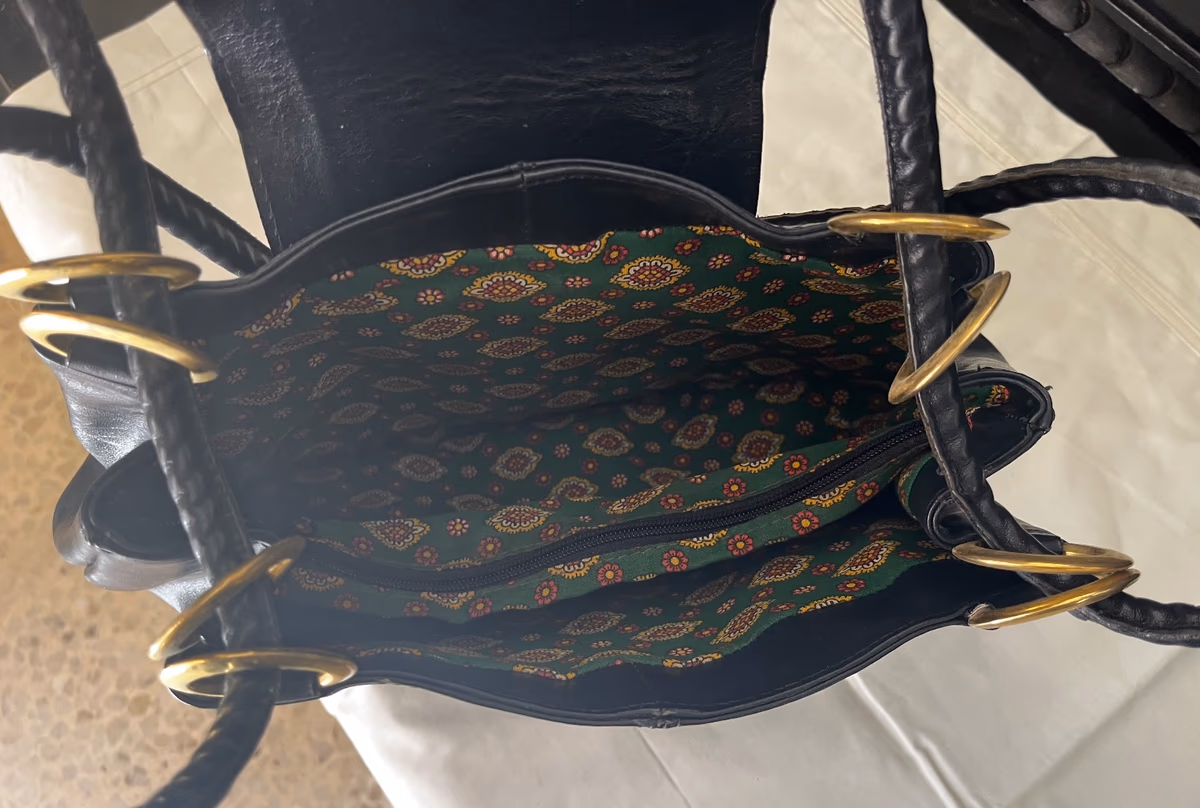 Borsa a tracolla classica in pelle nera, foto 7