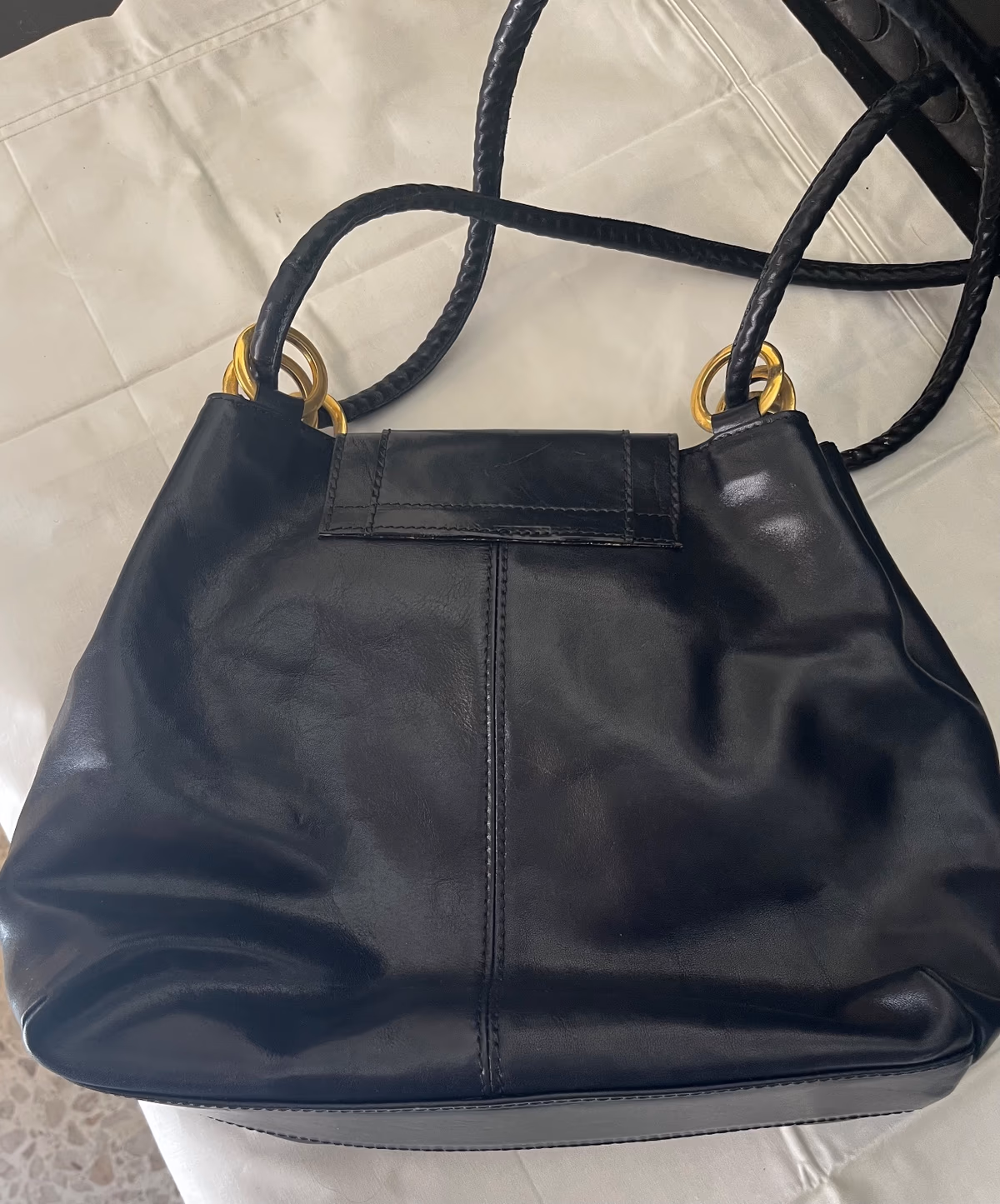 Borsa a tracolla classica in pelle nera, foto 5