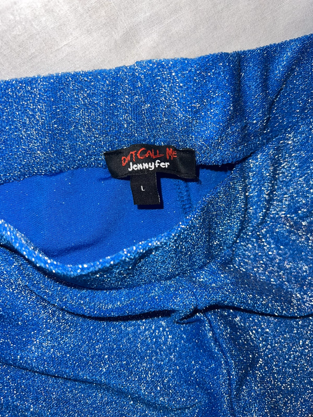 Pantaloni a zampa con glitter blu, foto 3