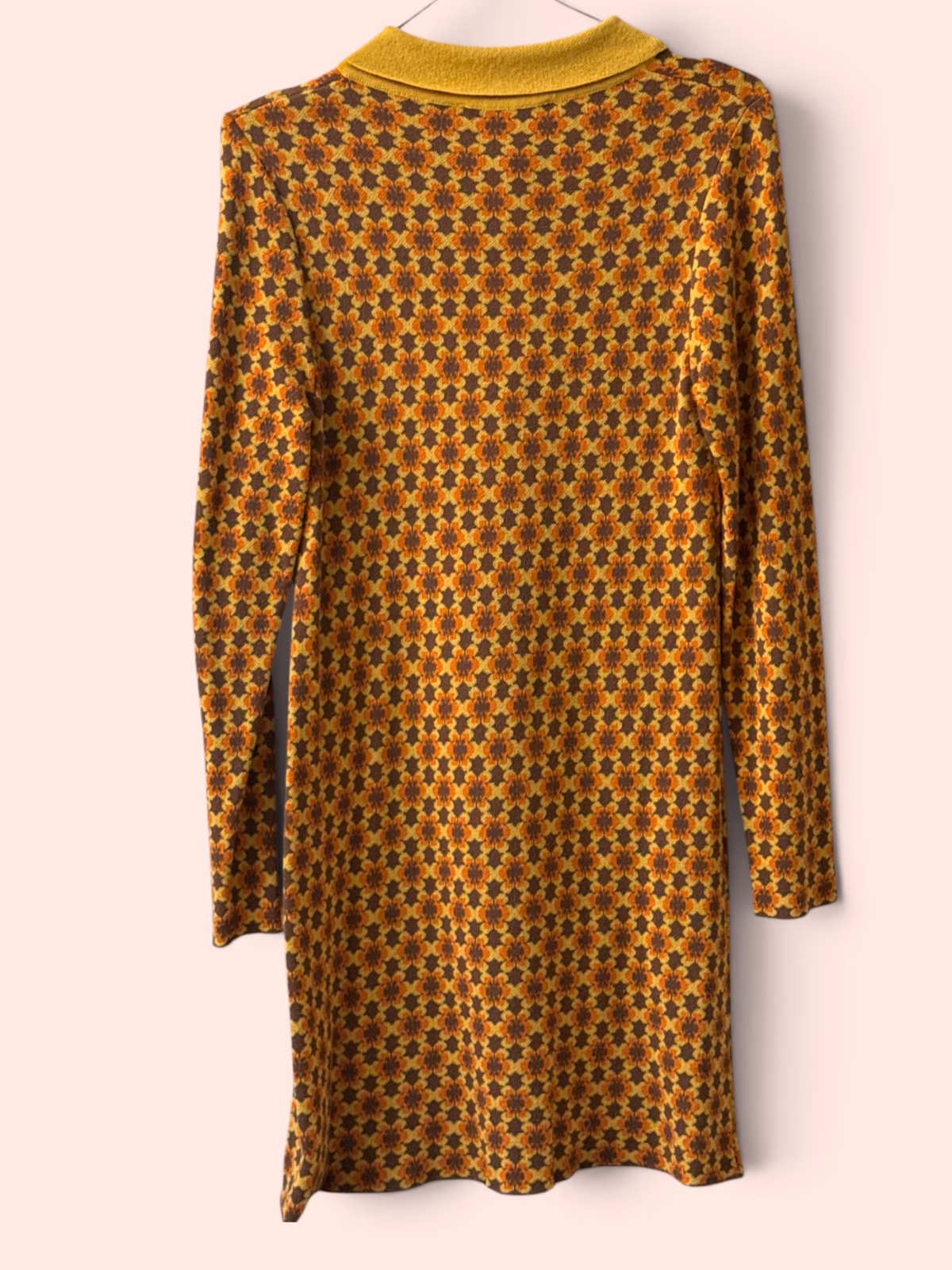 Zara 70-s geometric patterned collared knit dress, photo 2