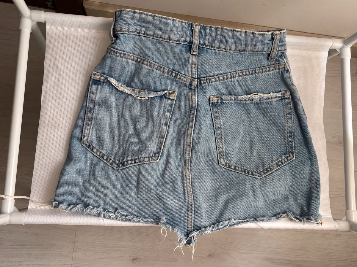 Distressed Light Wash Denim Skirt, photo 2