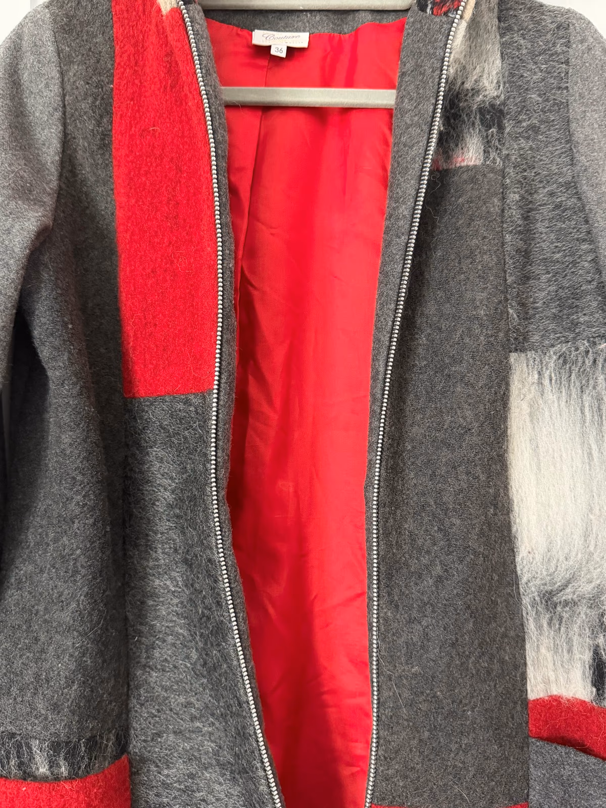 Patchwork wool blend coat, photo 3