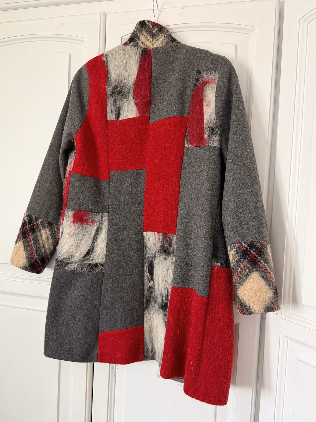 Patchwork wool blend coat, photo 2