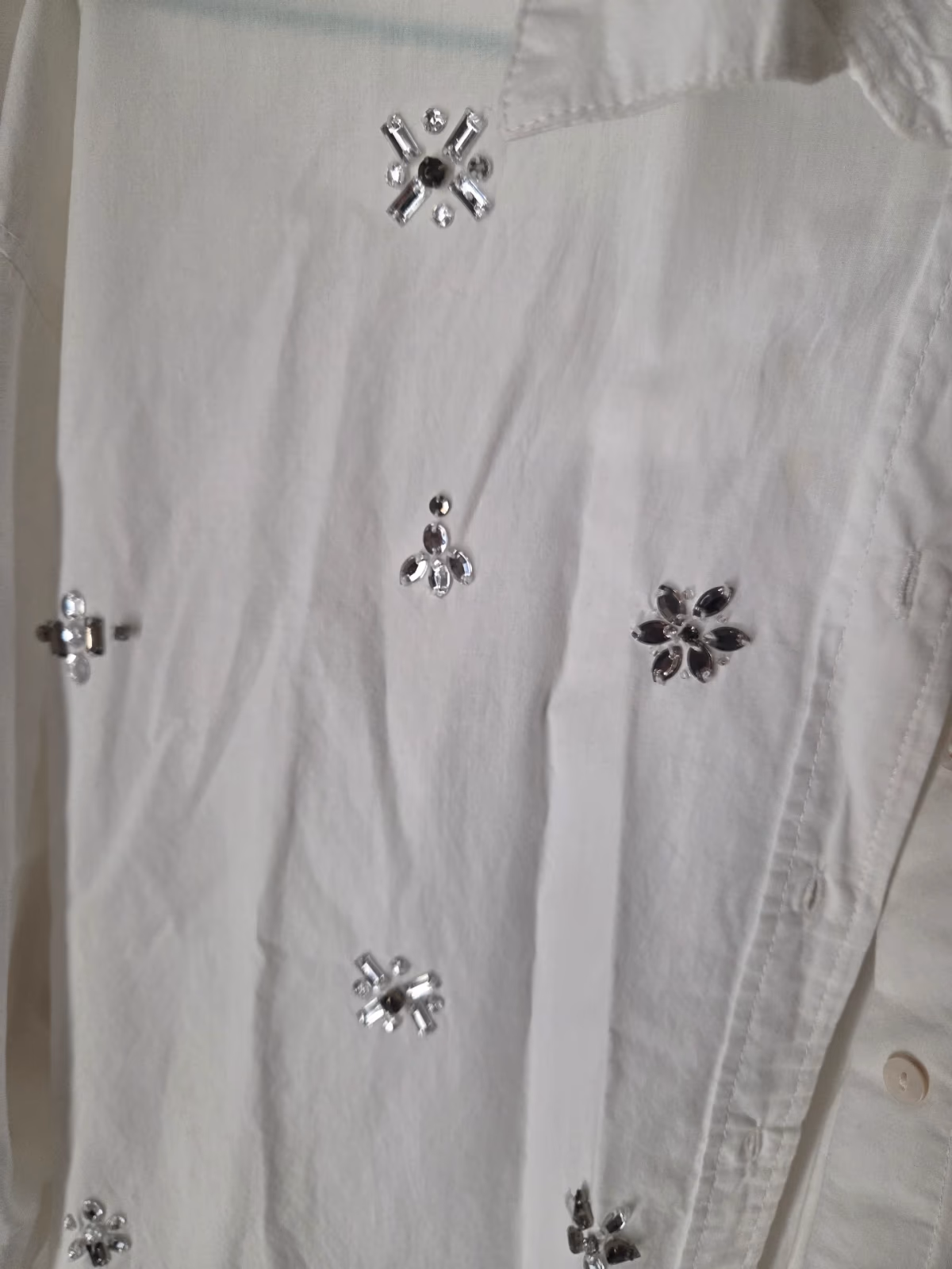 Stradivarius Embellished White Cotton Shirt, photo 2