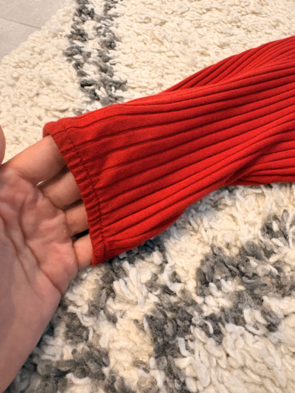 Red Ribbed Crew Neck Dress, photo 2
