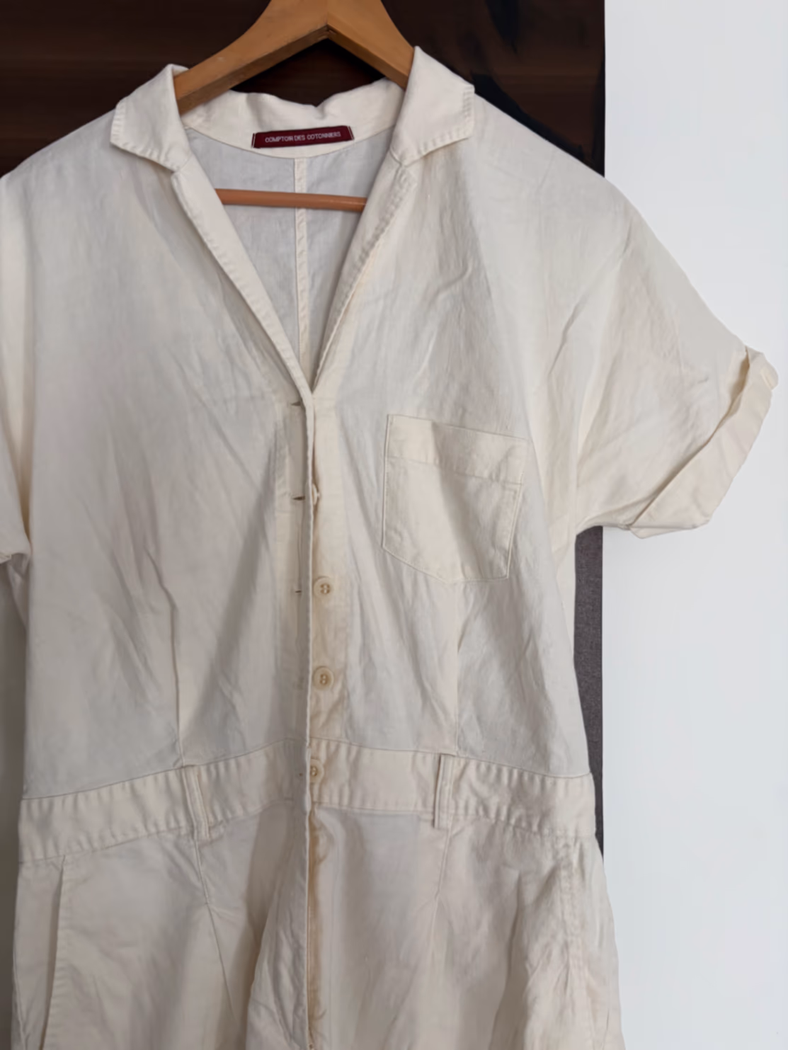 Cream Button Front Short Playsuit, photo 5