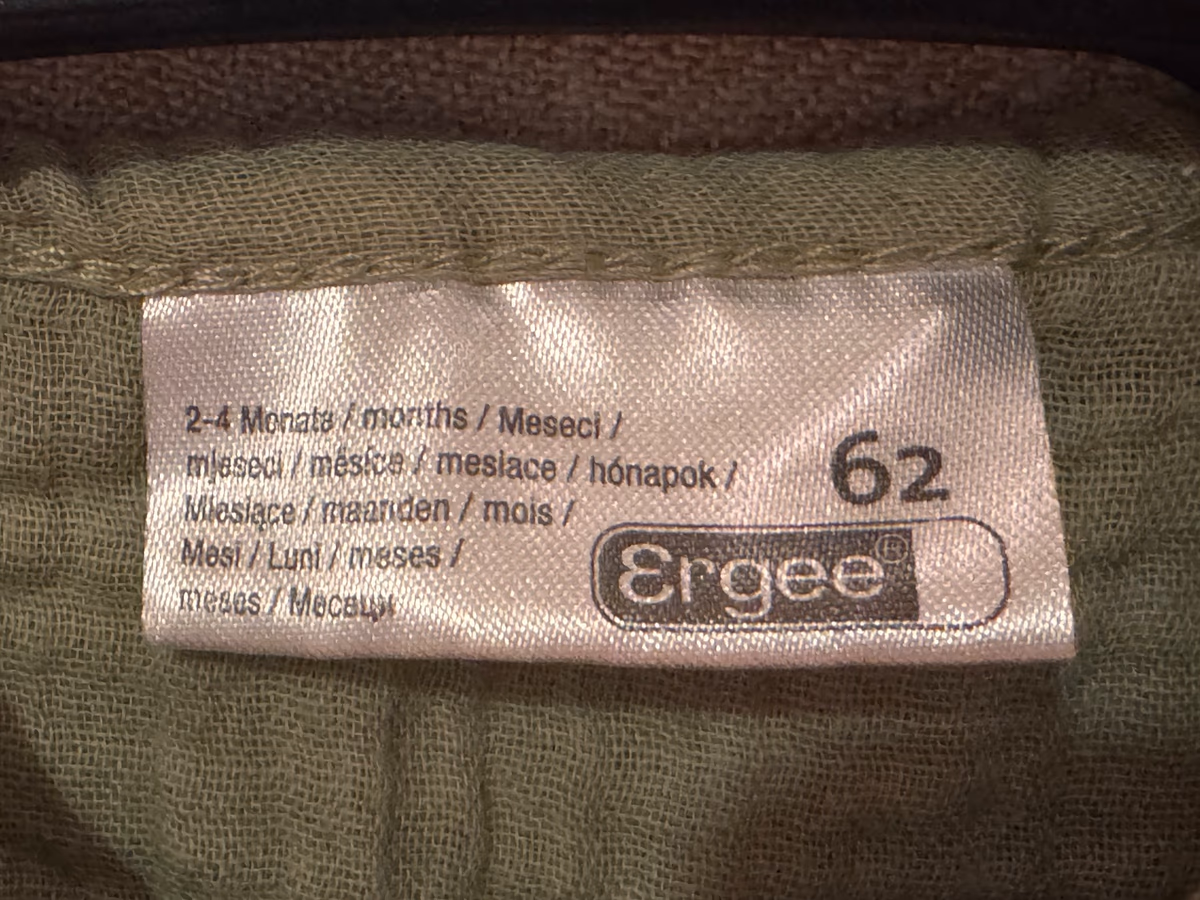 Olive green muslin baby romper, photo 3