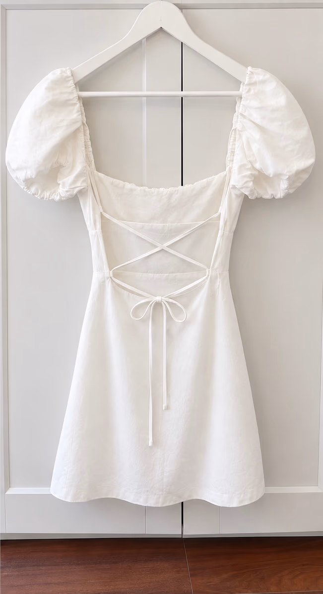 White Puff Sleeve Mini Dress, photo 2