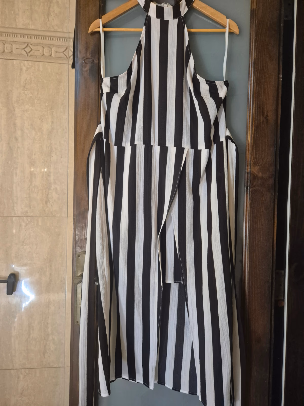AX Paris Black & White Stripe Halter Overlay Dress, photo 2